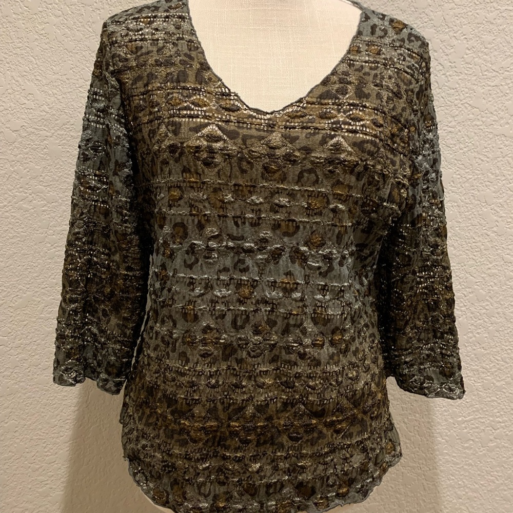 Surrealist Lace Blouse 3/4 sleeve Size 3